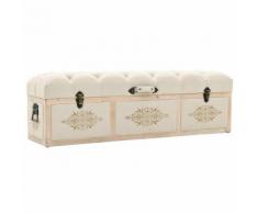 vidaXL Banc de rangement Bois massif et tissu 120 x 32 x 38 cm