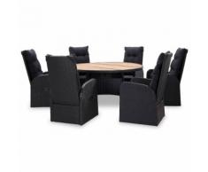 vidaXL Salon de jardin 7 pcs Résine tressée et bois d'acacia Noir