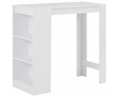 vidaXL Table de bar avec étagère Blanc 110x50x103 cm