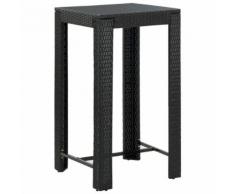 vidaXL Table de bar de jardin Noir 60,5x60,5x110,5 cm Résine tressée