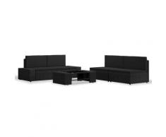 vidaXL Salon de jardin 5 pcs Résine tressée Noir