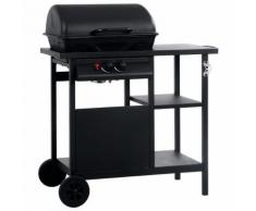 vidaXL Barbecue à gaz avec table latérale à 3 niveaux Noir