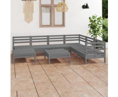 vidaXL Salon de jardin 8 pcs Bois de pin massif Gris