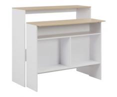 vidaXL Table de bar avec 2 dessus de table Blanc et chêne 130x40x120cm