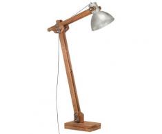 vidaXL Lampadaire Argenté Bois de manguier massif E27