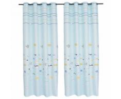 vidaXL Rideau occultant imprimé pour enfants 2 pcs 140 x 240 cm Bleu