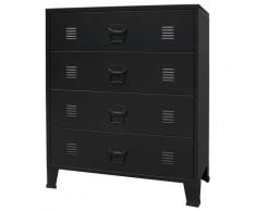 vidaXL Commode à tiroirs Métal Style Industriel 78 x 40 x 93 cm Noir