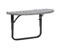 vidaXL Table de balcon Gris 60x60x50 cm Résine tressée