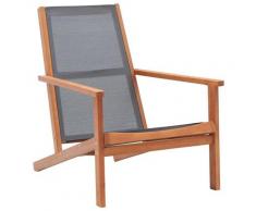 vidaXL Chaise de jardin Gris Bois d'eucalyptus solide et textilène