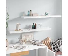 vidaXL Étagère murale flottante 2pcs Blanc brillant 120x23,5x3,8cm MDF