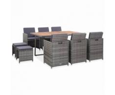 vidaXL Salon de jardin 11 pcs Résine tressée bois d'acacia Anthracite