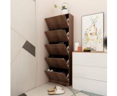vidaXL Armoire chaussures 5 portes Chêne marron 59x24x167 cm Aggloméré