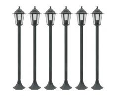 vidaXL Lampe de jardin à piquet 6 pcs E27 110 cm Aluminium Vert foncé