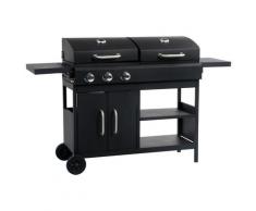 vidaXL Barbecue gril combo à gaz et au charbon avec 3 brûleurs