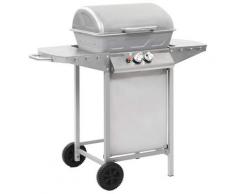 vidaXL Barbecue à gaz avec 2 zones de cuisson Acier Argenté