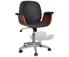 vidaXL Chaise pivotante Bois courbé et similicuir