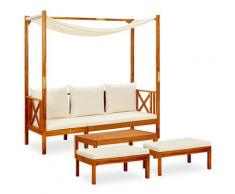 vidaXL Banc de jardin avec table et repose-pieds Bois d'acacia solide