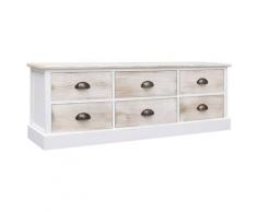 vidaXL Banc d'entrée Blanc et marron clair 115x30x40 cm Bois