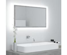 vidaXL Miroir à LED de salle de bain Gris béton 80x8,5x37 cm Aggloméré