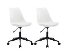 vidaXL Chaise de salle à manger pivotante 2 pcs Blanc Similicuir