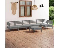 vidaXL Salon de jardin 7 pcs Bois de pin massif Gris