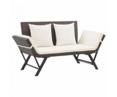 vidaXL Banc de jardin avec coussins 176 cm Marron Résine tressée