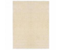 vidaXL Tapis à poils longs 80 x 150 cm Crème