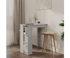 vidaXL Table de bar avec étagère Gris béton 102x50x103,5 cm Aggloméré