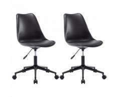 vidaXL Chaise de salle à manger pivotante 2 pcs Noir Similicuir