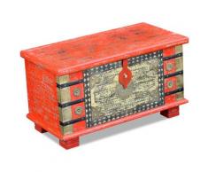 vidaXL Coffre de rangement Bois de manguier rouge 80 x 40 x 45 cm