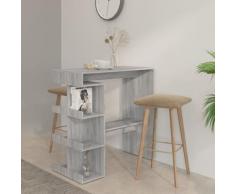 vidaXL Table de bar et étagère de rangement Sonoma gris 100x50x101,5cm