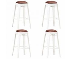 vidaXL Tabourets de bar 4 pcs Blanc Cuir véritable