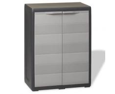 vidaXL Armoire de rangement de jardin avec 1 étagère Noir et gris