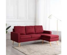 vidaXL Canapé à 3 places avec repose-pied Rouge bordeaux Tissu