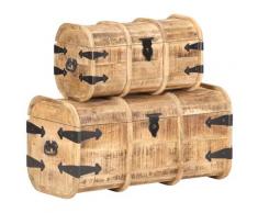 vidaXL Coffres de rangement 2 pcs Bois de manguier massif