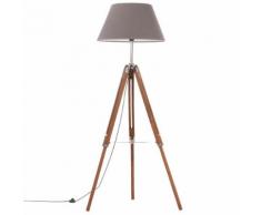 vidaXL Lampadaire à trépied Marron miel et gris Bois de teck 141 cm