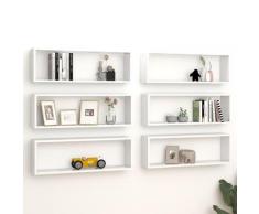 vidaXL Étagère cube murale 6 pcs Blanc brillant 80x15x26,5cm Aggloméré