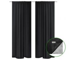 vidaXL Rideau occultant 2 pcs Double couche 140 x 175 cm Noir