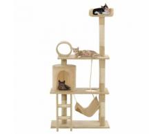 vidaXL Arbre à chat avec griffoirs en sisal 140 cm Beige