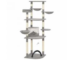 vidaXL Arbre à chat avec griffoirs en sisal Gris 190 cm