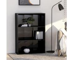 vidaXL Bibliothèque à 3 niveaux Noir brillant 80x30x114 cm Aggloméré