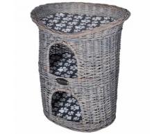 vidaXL 2 tiers Niche en forme d'arbre à chat en saule avec griffoir & coussin