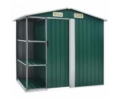 vidaXL Abri de jardin avec étagère Vert 205x130x183 cm Fer