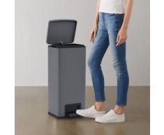 vidaXL Poubelle à pédale anti-empreinte 30 L Gris Acier inoxydable