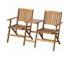 vidaXL Banc de jardin pliant et table à thé 140cm Bois d'acacia solide