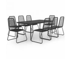 vidaXL Salon de jardin 9 pcs Rotin PVC Noir