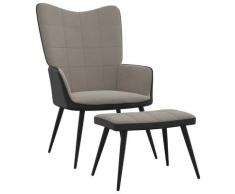 vidaXL Chaise de relaxation avec repose-pied Gris clair Velours et PVC