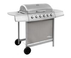 vidaXL Barbecue gril à gaz avec 6 brûleurs Argenté