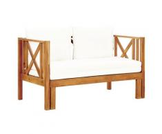 vidaXL Banc de jardin 2 places et coussins 122 cm Bois d'acacia massif