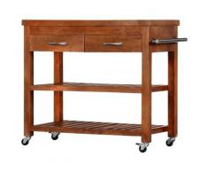 vidaXL Chariot de cuisine 100x48x89 cm Bois d'acacia massif